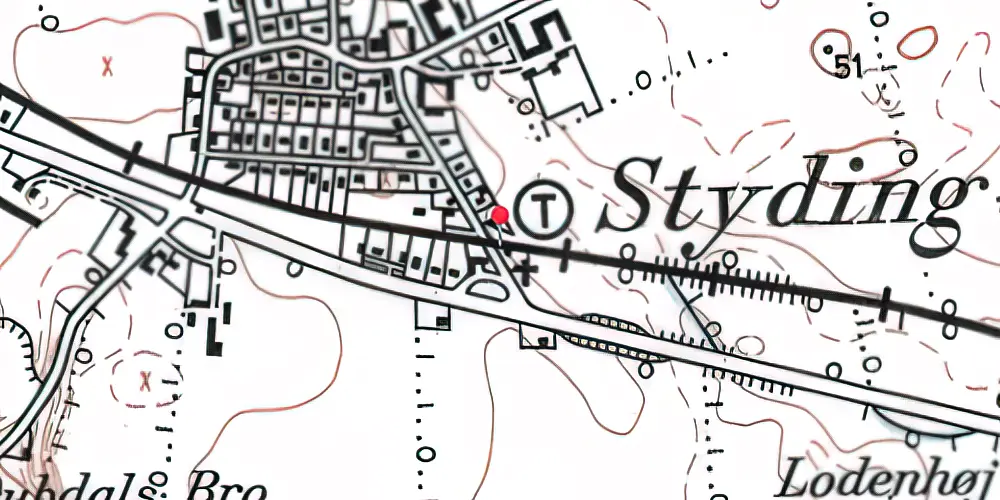 Historisk kort over Styding Trinbræt