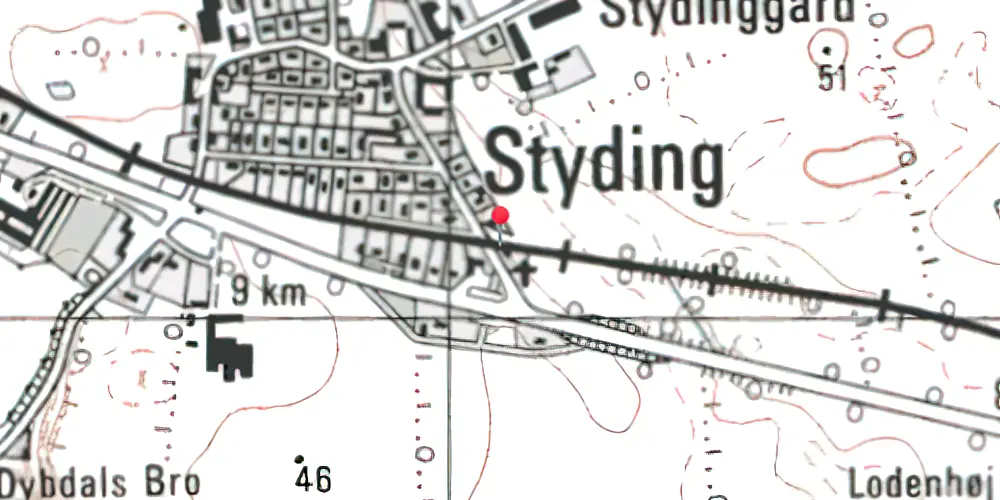 Historisk kort over Styding Trinbræt