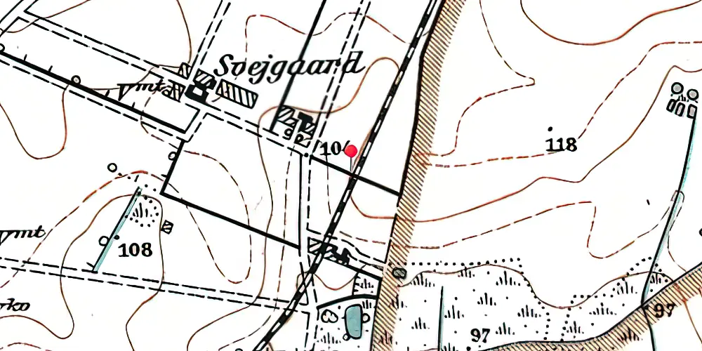 Historisk kort over Svejgård Trinbræt 
