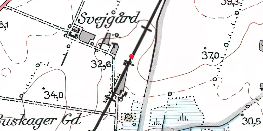Historisk kort over Svejgård Trinbræt 