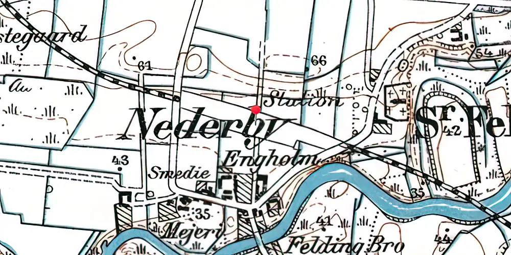Historisk kort over Sønder Felding Station
