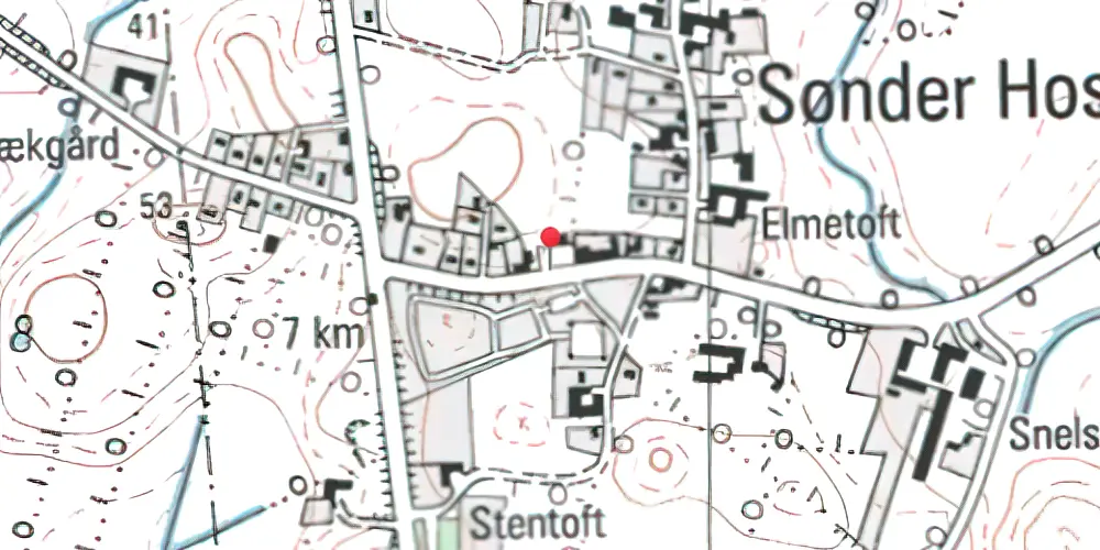 Historisk kort over Sønder Hostrup Stationskro