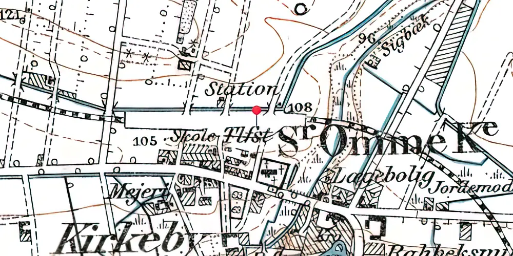 Historisk kort over Sønder Omme Station