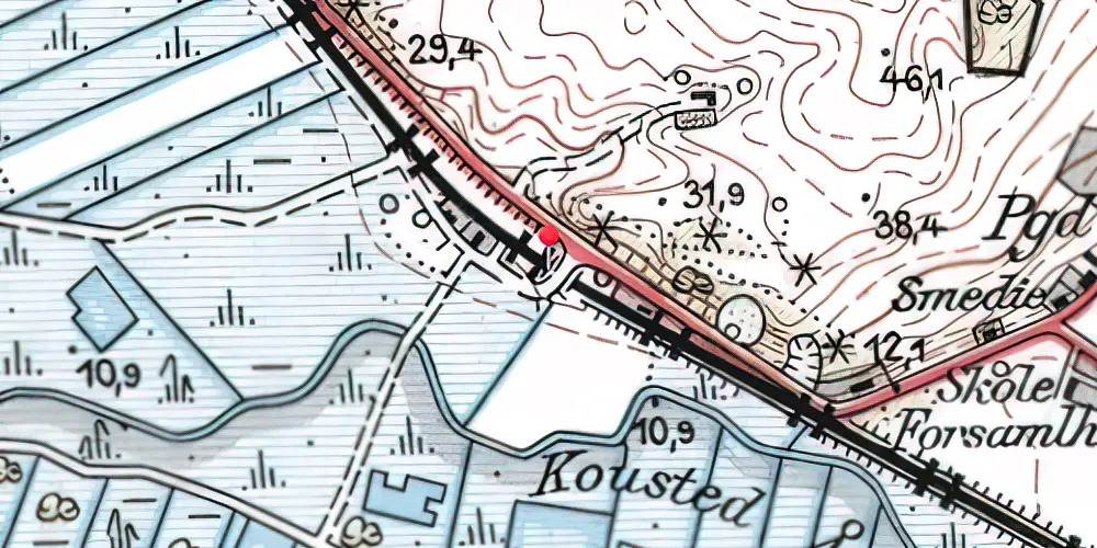 Historisk kort over Kovsted Trinbræt 