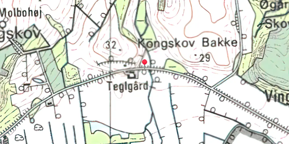 Historisk kort over Teglgård Trinbræt