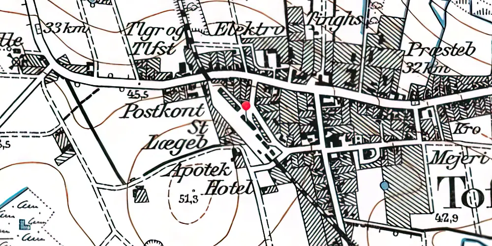 Historisk kort over Toftlund Station