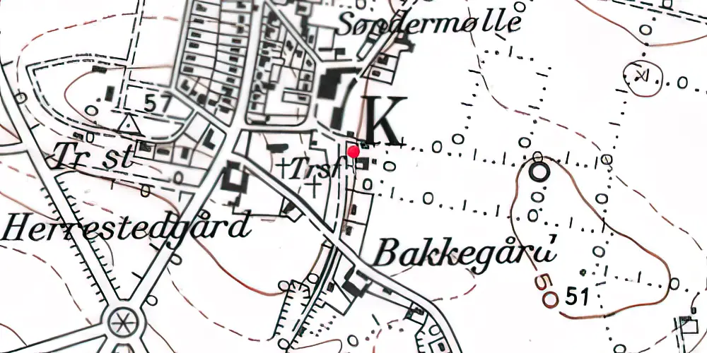 Historisk kort over Toftlund Kirke Holdeplads med sidespor