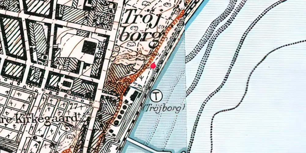 Historisk kort over Trøjborg Trinbræt