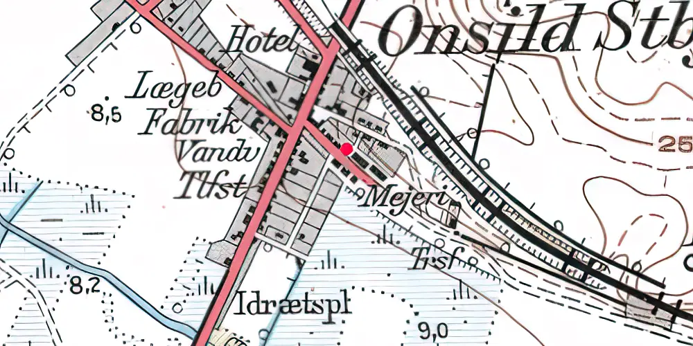 Historisk kort over Onsild Station 