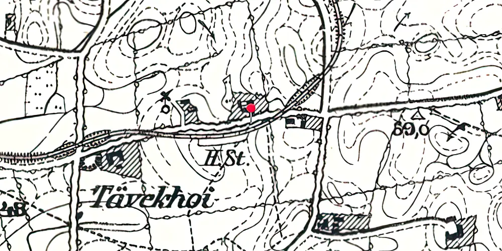Historisk kort over Tumbøl Stationskro