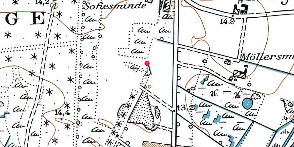Historisk kort over Ullemølle Trinbræt med Sidespor