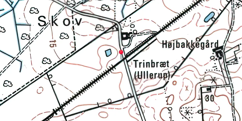 Historisk kort over Ullerup Trinbræt 