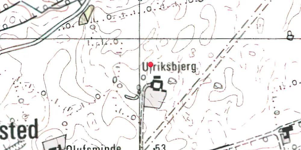 Historisk kort over Ulriksbjerg Holdeplads med sidespor