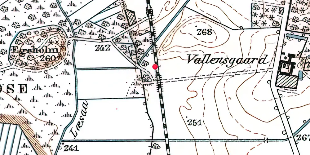 Historisk kort over Vallensgård Sidespor