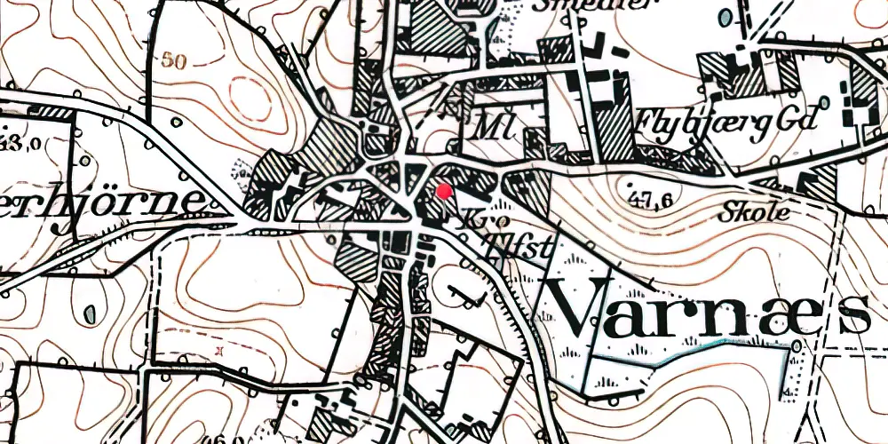 Historisk kort over Varnæs Stationskro