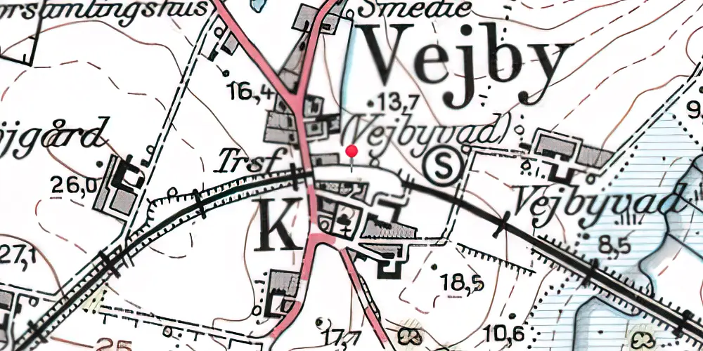 Historisk kort over Vejbyvad Station