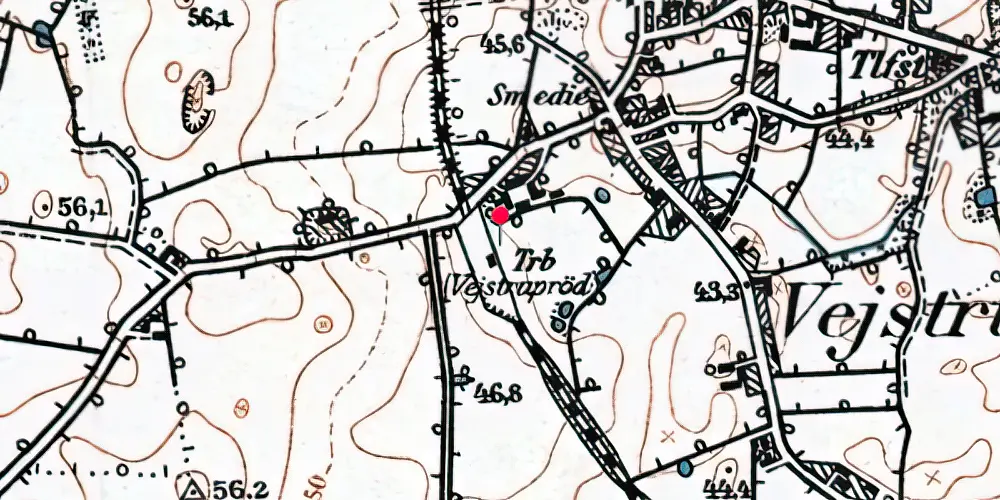 Historisk kort over Vejstruprød Trinbræt med Sidespor