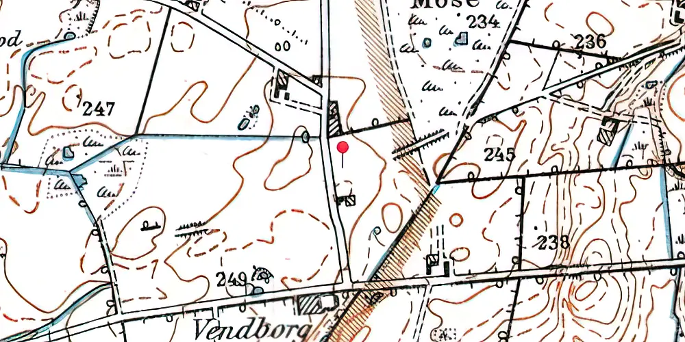 Historisk kort over Venborgvej Trinbræt 