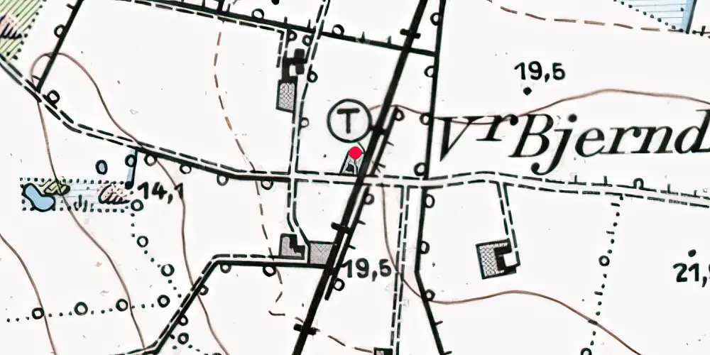 Historisk kort over Vester Bjerndrup Trinbræt