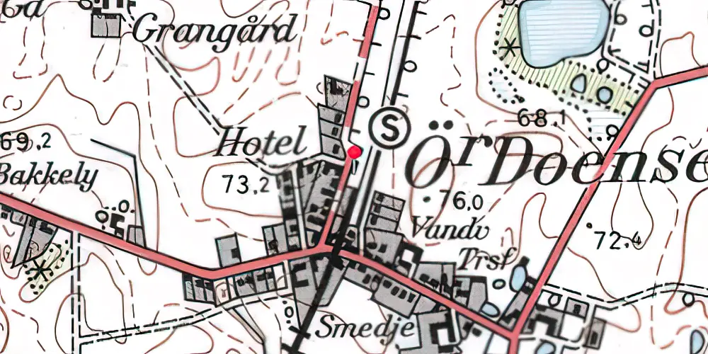 Historisk kort over Øster Doense Station