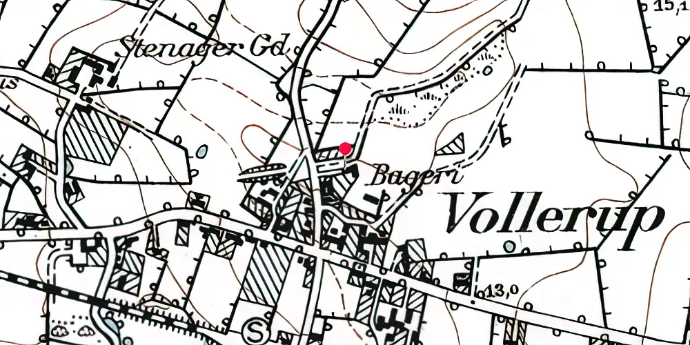 Historisk kort over Vollerup Stationskro