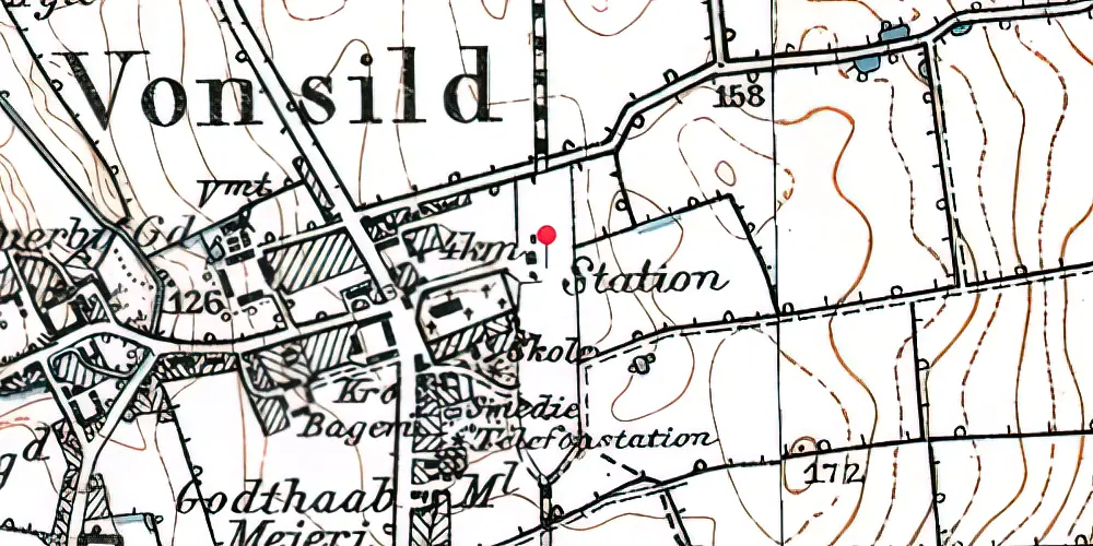 Historisk kort over Vonsild Station