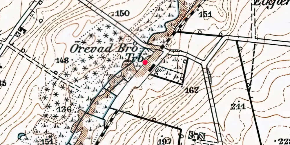 Historisk kort over Ørevadbro Trinbræt