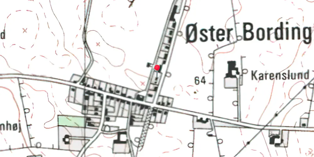 Historisk kort over Øster Bording Station 