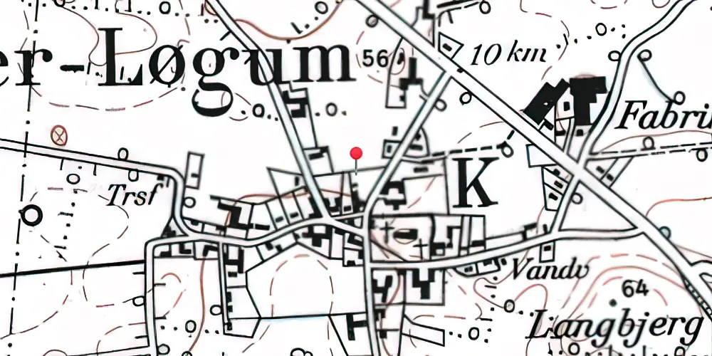 Historisk kort over Øster Løgum Trinbræt med Sidespor