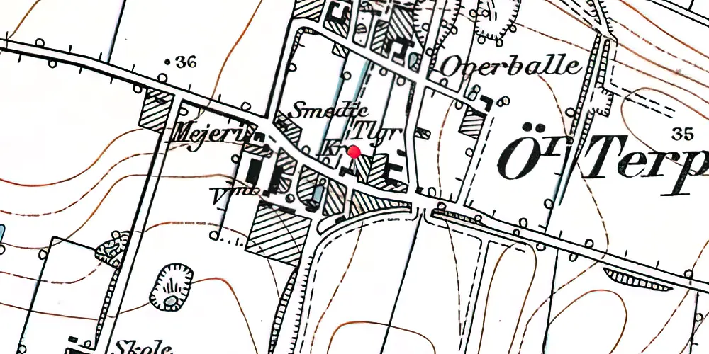 Historisk kort over Øster-Terp Station 