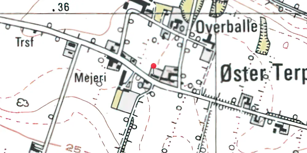 Historisk kort over Øster-Terp Stationskro