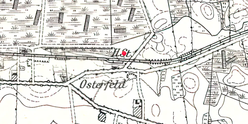 Historisk kort over Østermark Billetsalgssted 
