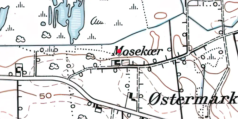 Historisk kort over Østermark Billetsalgssted