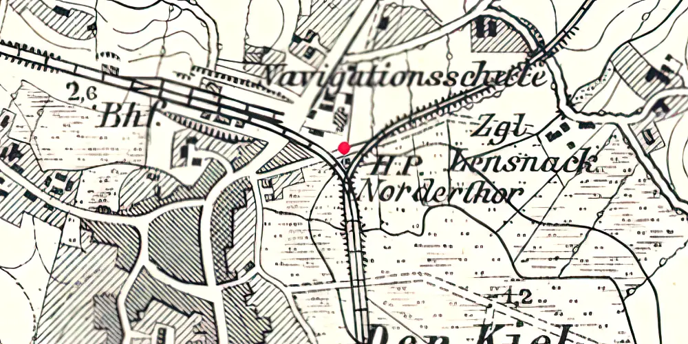 Historisk kort over Aabenraa Nørreport Trinbræt