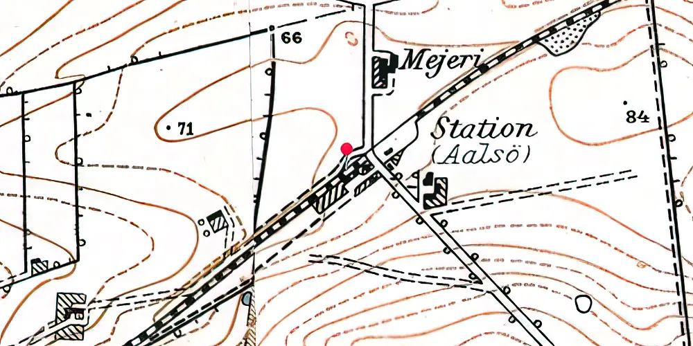 Historisk kort over Ålsø Station [1889-1961]