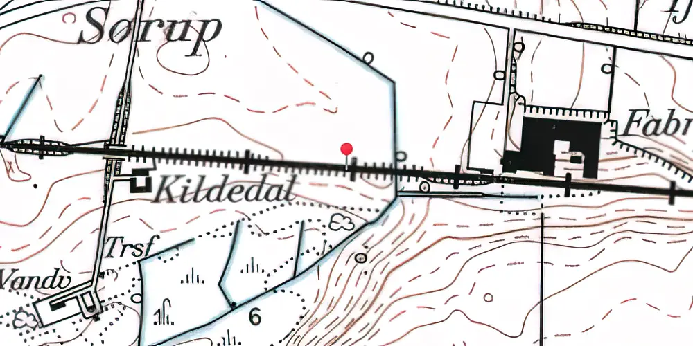 Historisk kort over Kildedal Station 