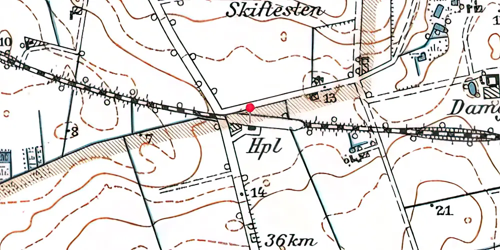 Historisk kort over Oppe-Sundby Trinbræt