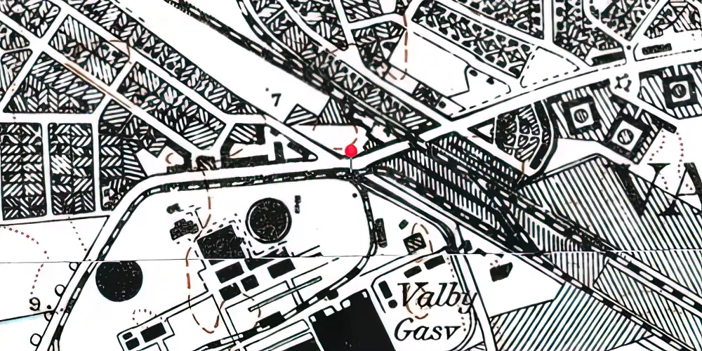 Historisk kort over Valby Gasværk Station