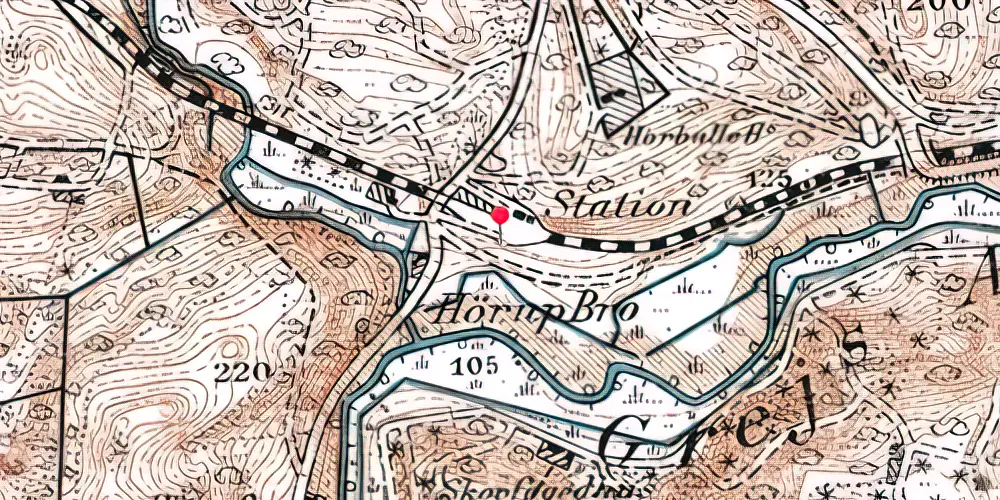 Historisk kort over Højgård Billetsalgssted