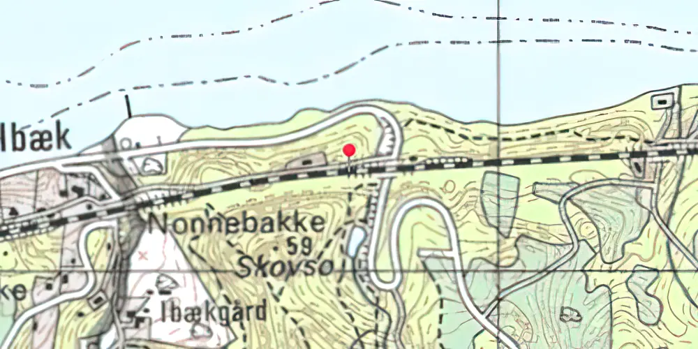 Historisk kort over Munkebjerg Teknisk Station