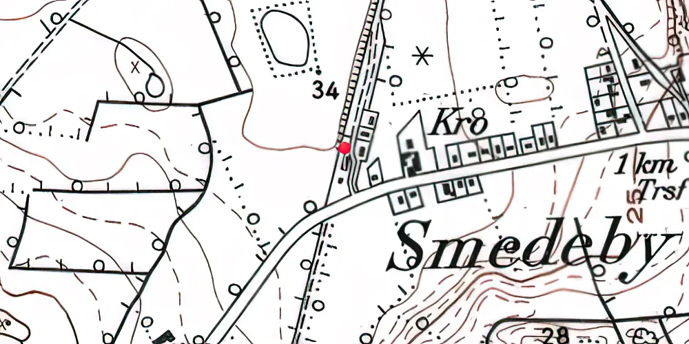 Historisk kort over Smedeby Station 