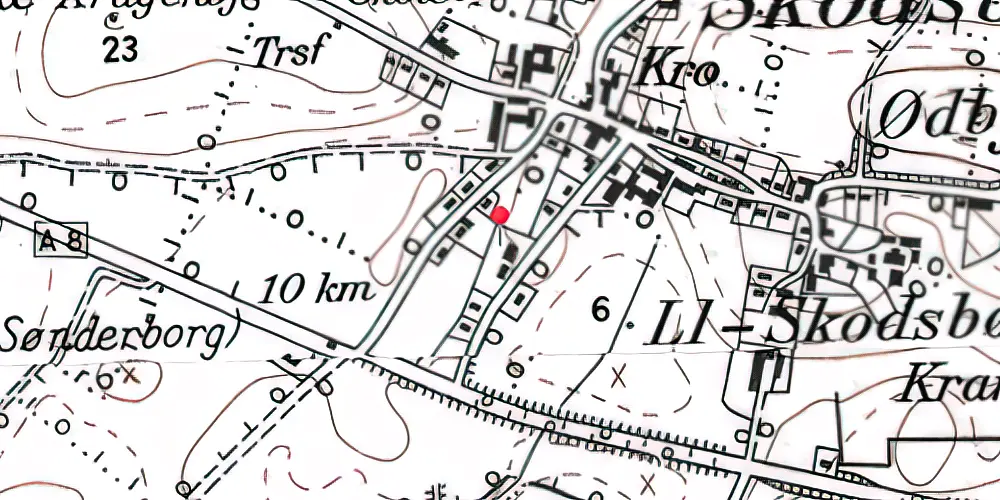 Historisk kort over Skodsbøl (Sønderjylland) Station 