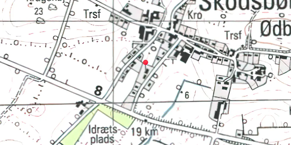 Historisk kort over Skodsbøl (Sønderjylland) Station