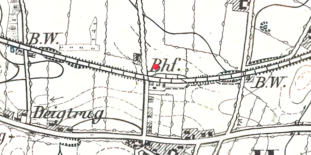 Historisk kort over Hammelev (Sønderjylland) Billetsalgssted med Sidespor 