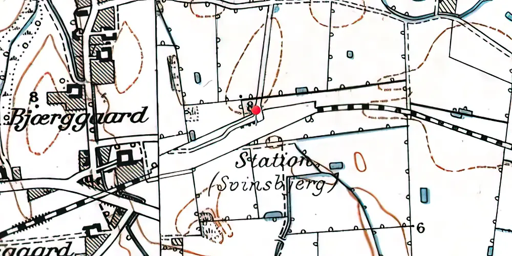 Historisk kort over Svinsbjerg Station