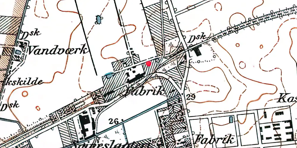Historisk kort over Slagelse Station [1856-1892]