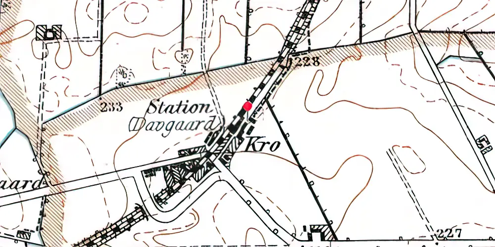 Historisk kort over Daugård Station 