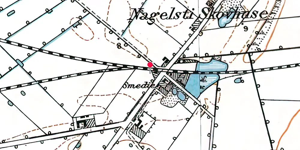 Historisk kort over Nagelsti Forgreningsstation