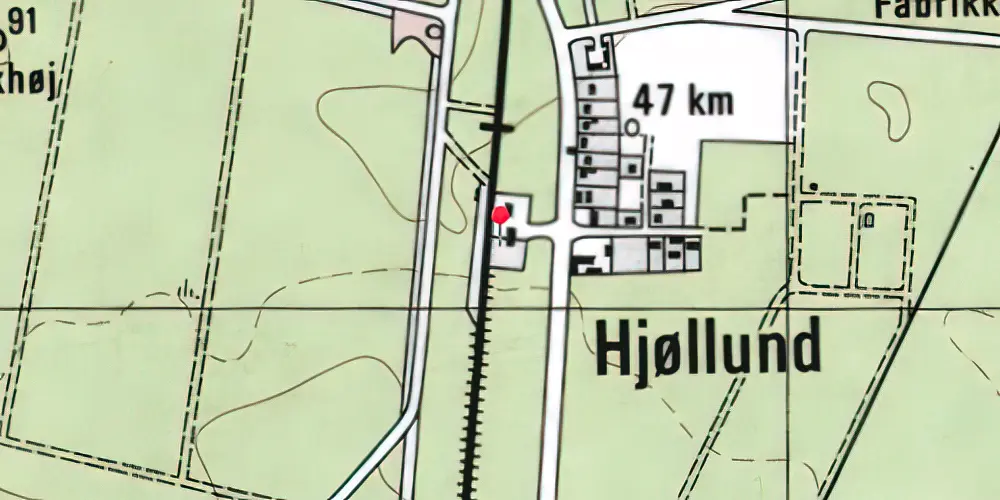 Historisk kort over Hjøllund Billetsalgssted med Sidespor