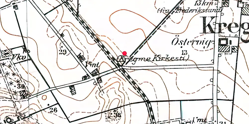 Historisk kort over Kregme Kirkesti Trinbræt 